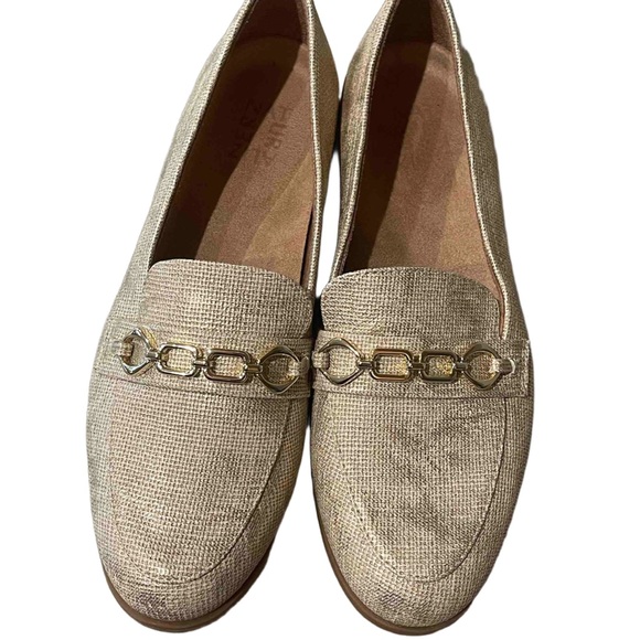 Naturalizer Shoes - Naturalizer Gold Buckle Linen Ladies Loafers Size 8.5
